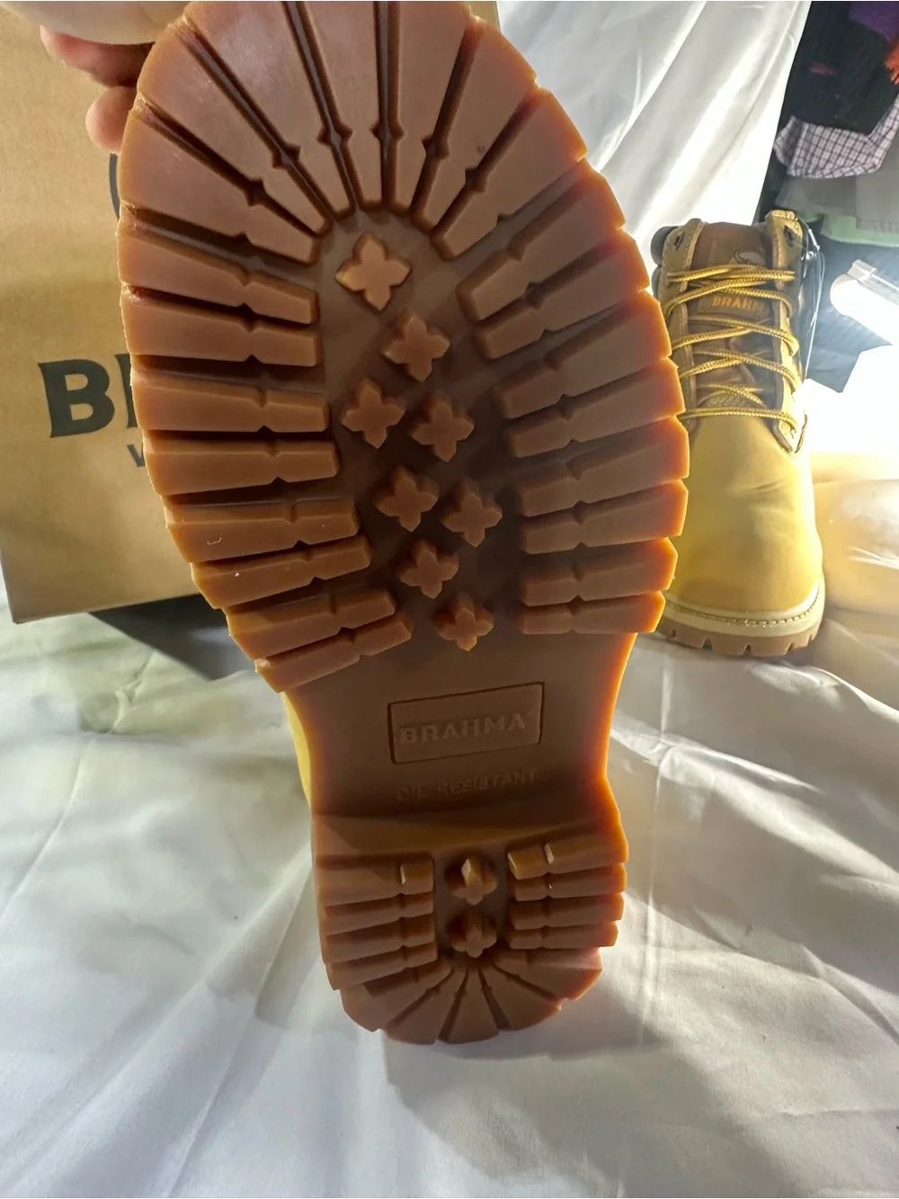 Brahma Hubert Men's 7.5 Wheat Leather Waterproof Work Boots New In Box
